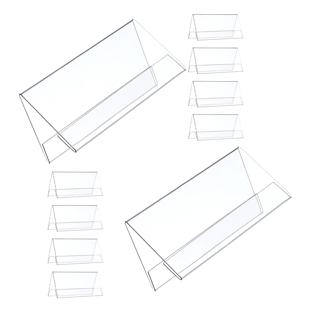 10pcs Conference Table Sign Clear Desk Name Plate Holder 90X60Mm Dual-Sided For Office Meetings Training Events Table Card Stand
