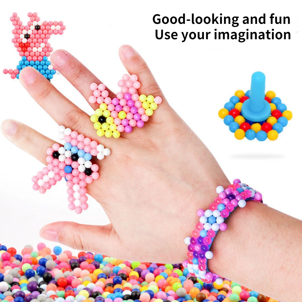 1000 Pcs/box DIY Water Spray Magic Beads Handmade Toy Set Children\'s Color Crystal Beads Puzzle Craft Kit Gift Variety Bean Toys