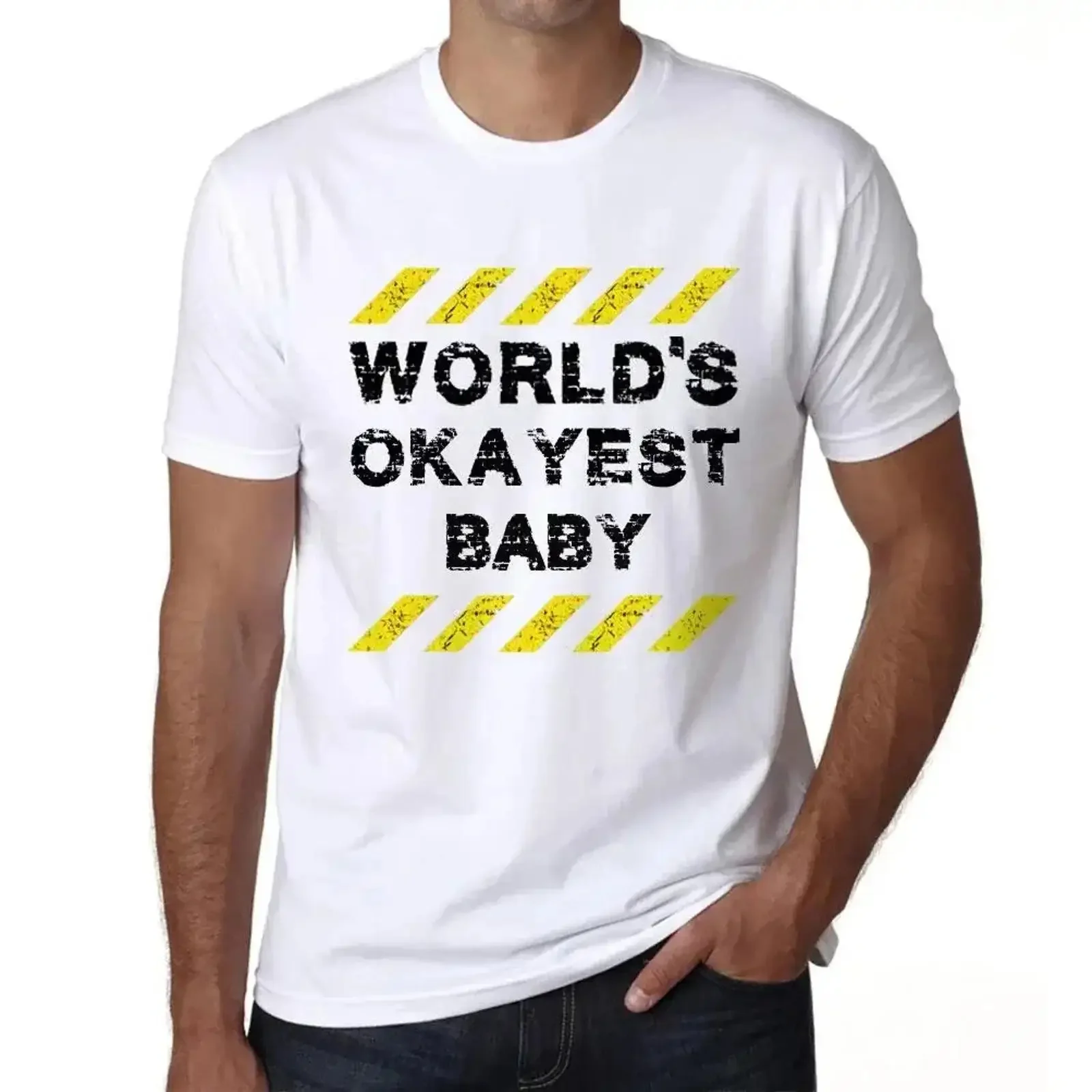Men's T Shirt Worlds Okayest Baby Eco Friendly Limited Edition vintage Washed Soft graphic streetwear Top For Everyday Wear