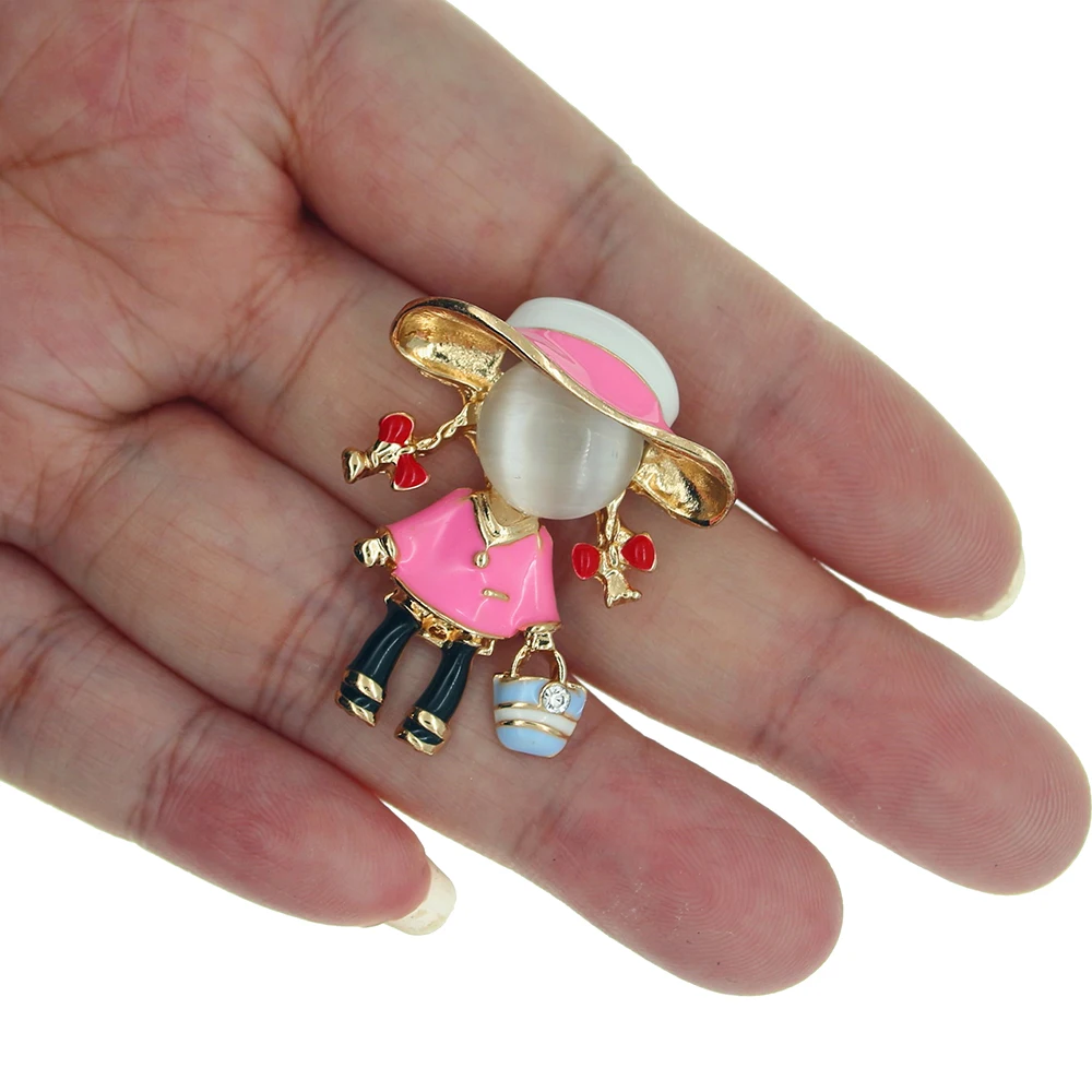 Cute Girl With Braided Pigtails Enamel Bow Charms Metal Earring Pendant For DIY Keychain Jewelry Making Finding XL1762