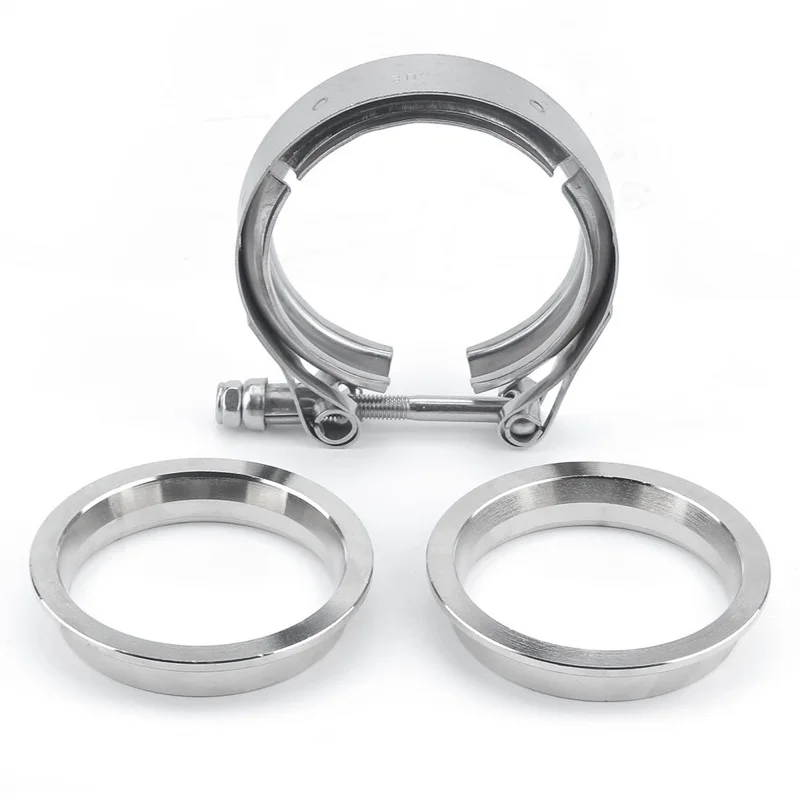 Modified exhaust pipe turbine connection throat hoop Stainless steel V-BAND clamp 2-6 inch V-shaped hoop with flange