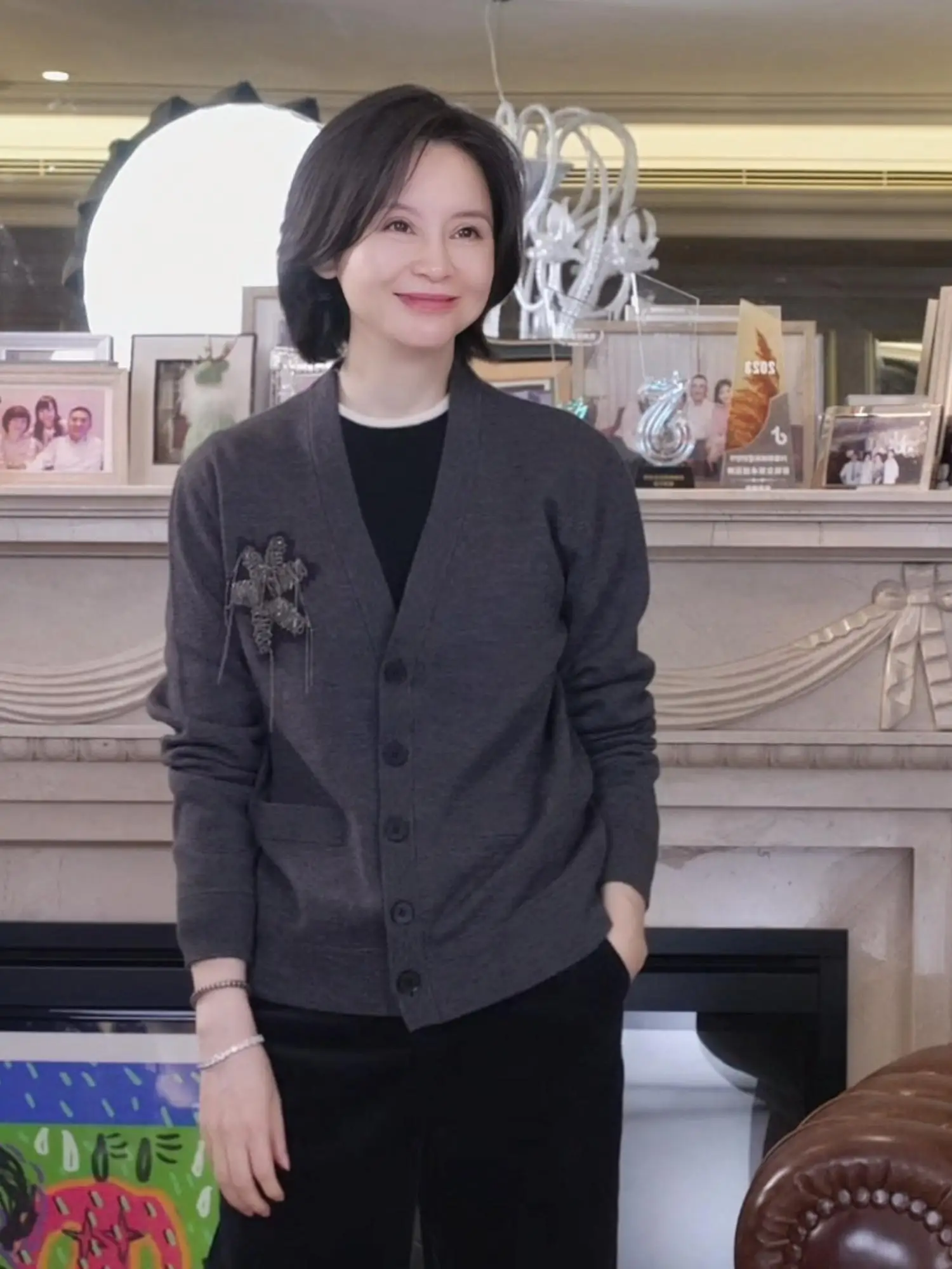 

Beautiful Fine Merino Wool Chain Lace V-ne Knitted Open Cardigan Sweater Berlin Diary for Women Autumn Long Sve Regular Fit