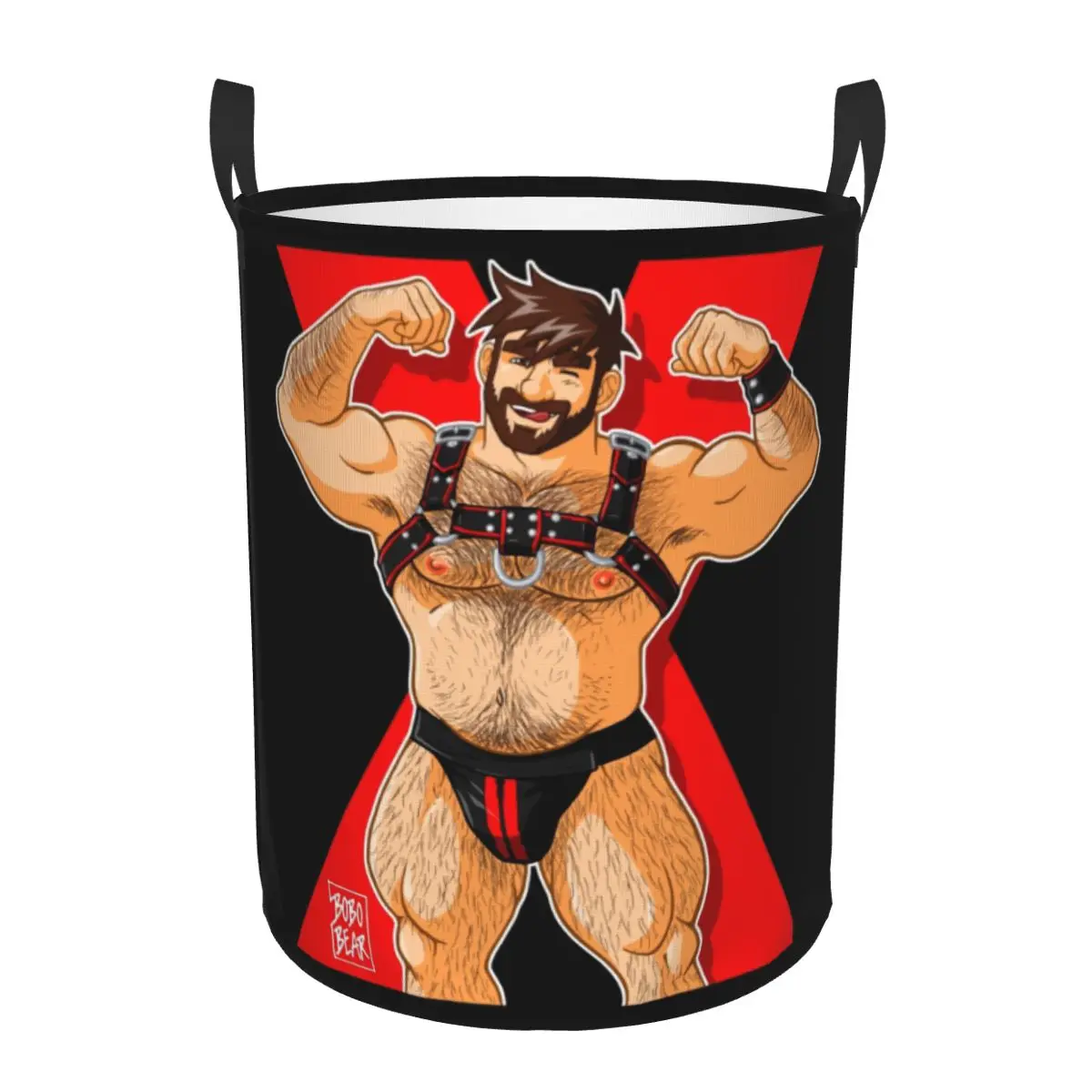 Sexy Gay Bear Adam Likes Harness Laundry Hamper Large Storage Basket Bobo Bear Pride Lgbt Kids Nursery Toy Organizer