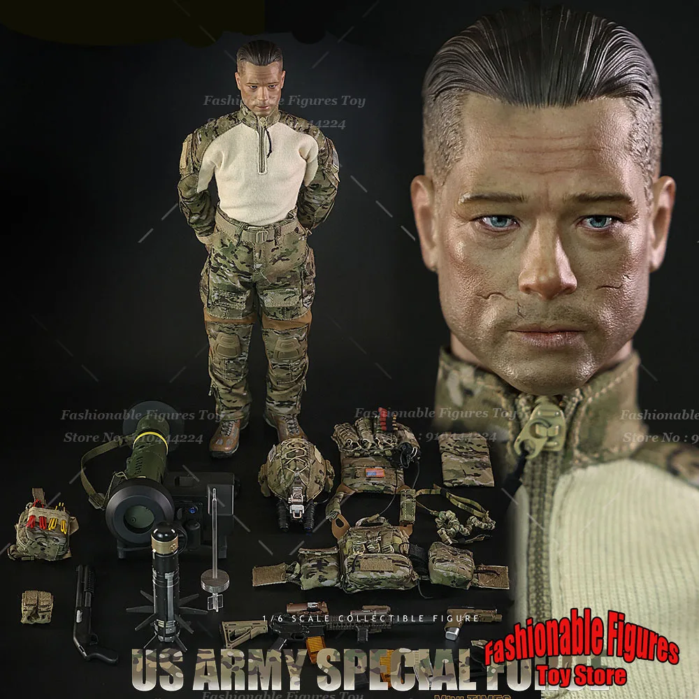 MINITIMES M042 1/6 Men Soldier Brad Pitt US Army Special Forces Military War Doll Full Set 12Inch Action Figure Model Toys