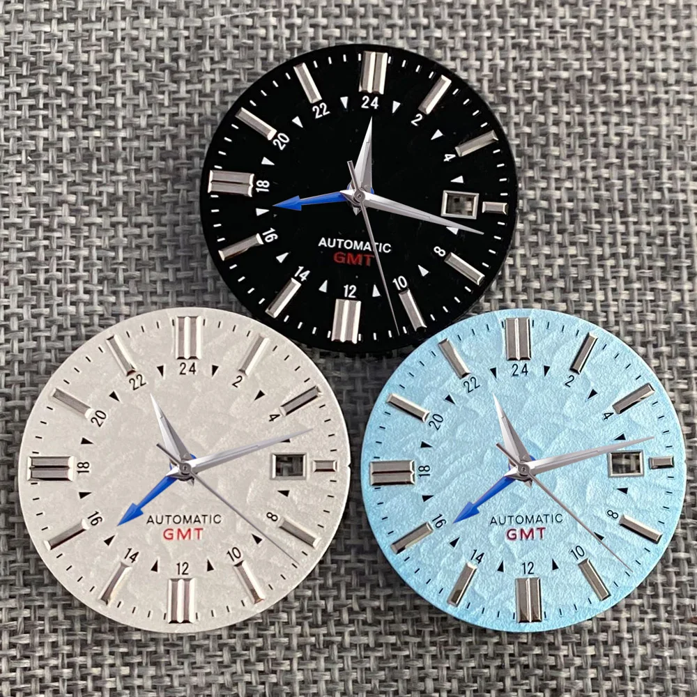 33.5mm Sky Blue White Black Watch Dial Hand Needles fit NH34A NH34 GMT Automatic Movement Watch Accessories Set Parts