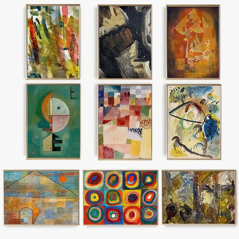 Abstract Geometric Graph Paul Klee Kandinsky Artworks Poster Colorful Surreal Modern Canvas Painting Wall Art Bedroom Home Decor