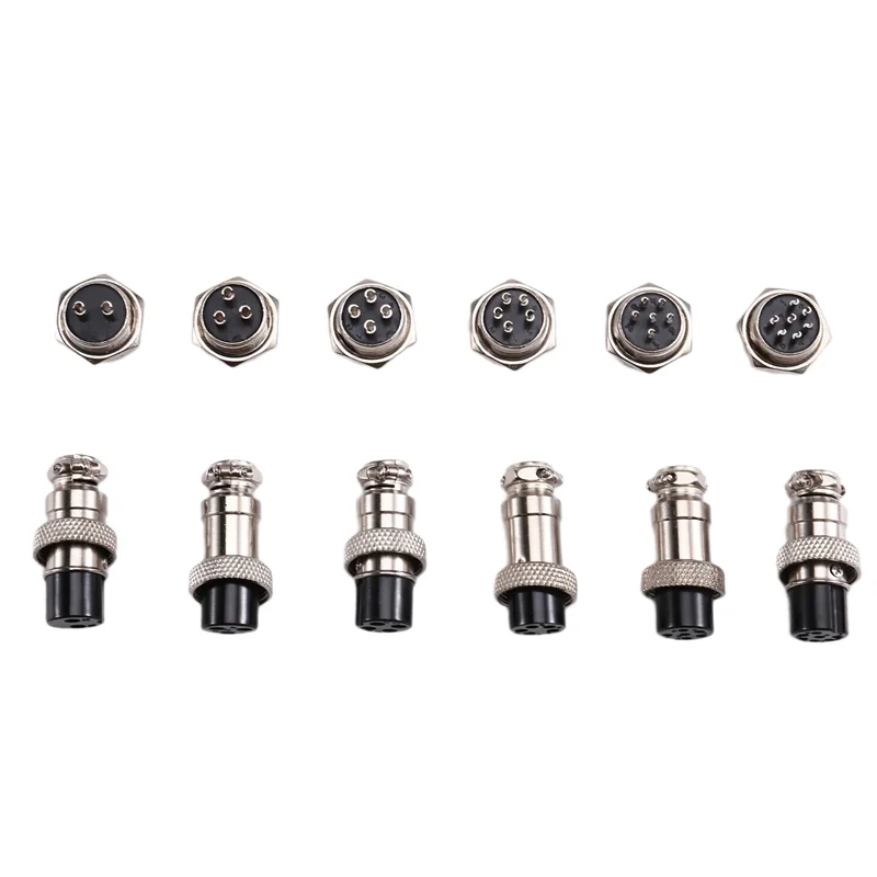 

ABRU-6PCS GX16 2 3 4 5 6 7 Pin Aviation Plug Socket Docking Connector Waterproof Circular