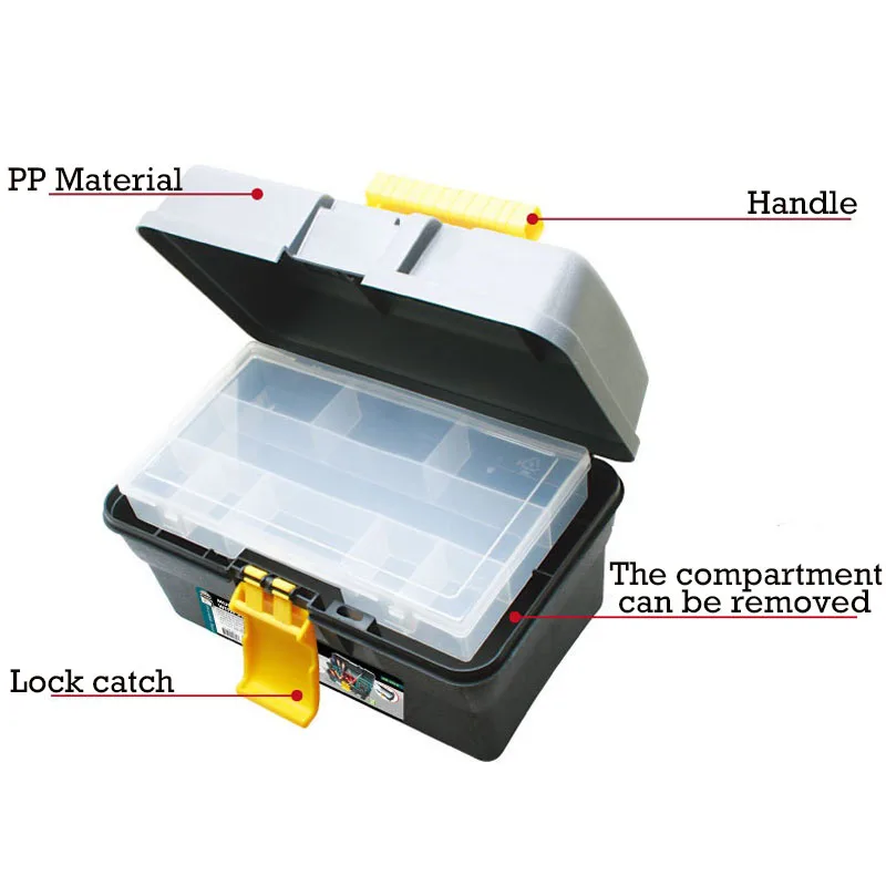 Caja de almacenamiento de herramientas multifuncional, piezas de reparación del hogar, contenedor de plástico, organizadores de herramientas,