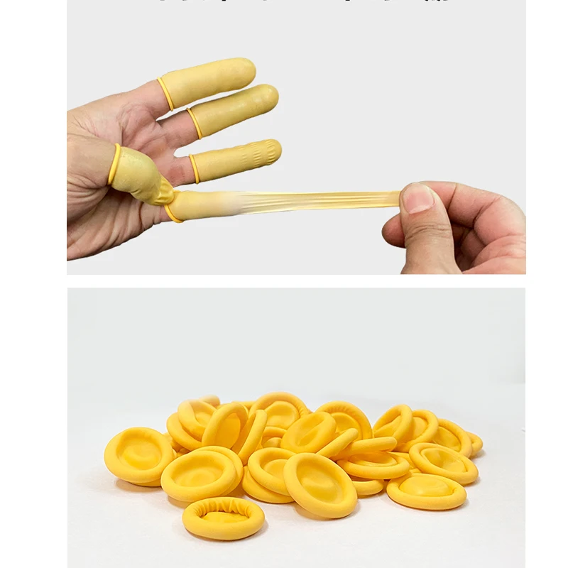 مكافحة ساكنة البيج المطاط اللاتكس مهود الاصبع ، الأكمام المطاط على نحو سلس ، قفازات السلامة البلاستيكية للساعة ، 500g