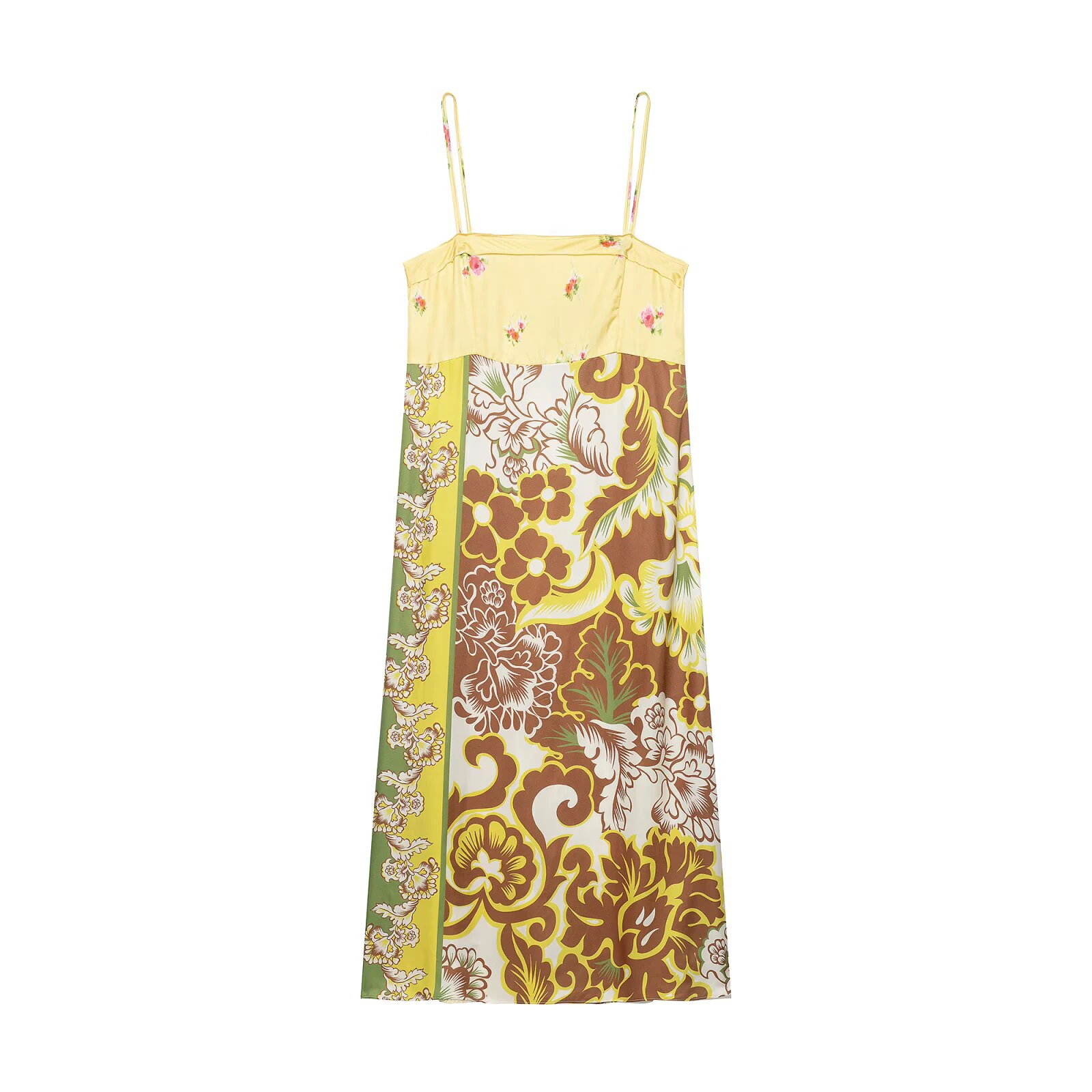 Women's 2026 new autumn outfit with European and American style fashion positioning printed patchwork MIDI dress