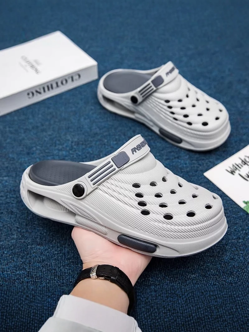 

Men's 2026 New Summer Outdoor Wearable Clog Shoes Large Size Thick Bottom Anti-Slip Two-Purpose Toe Cover Slippers