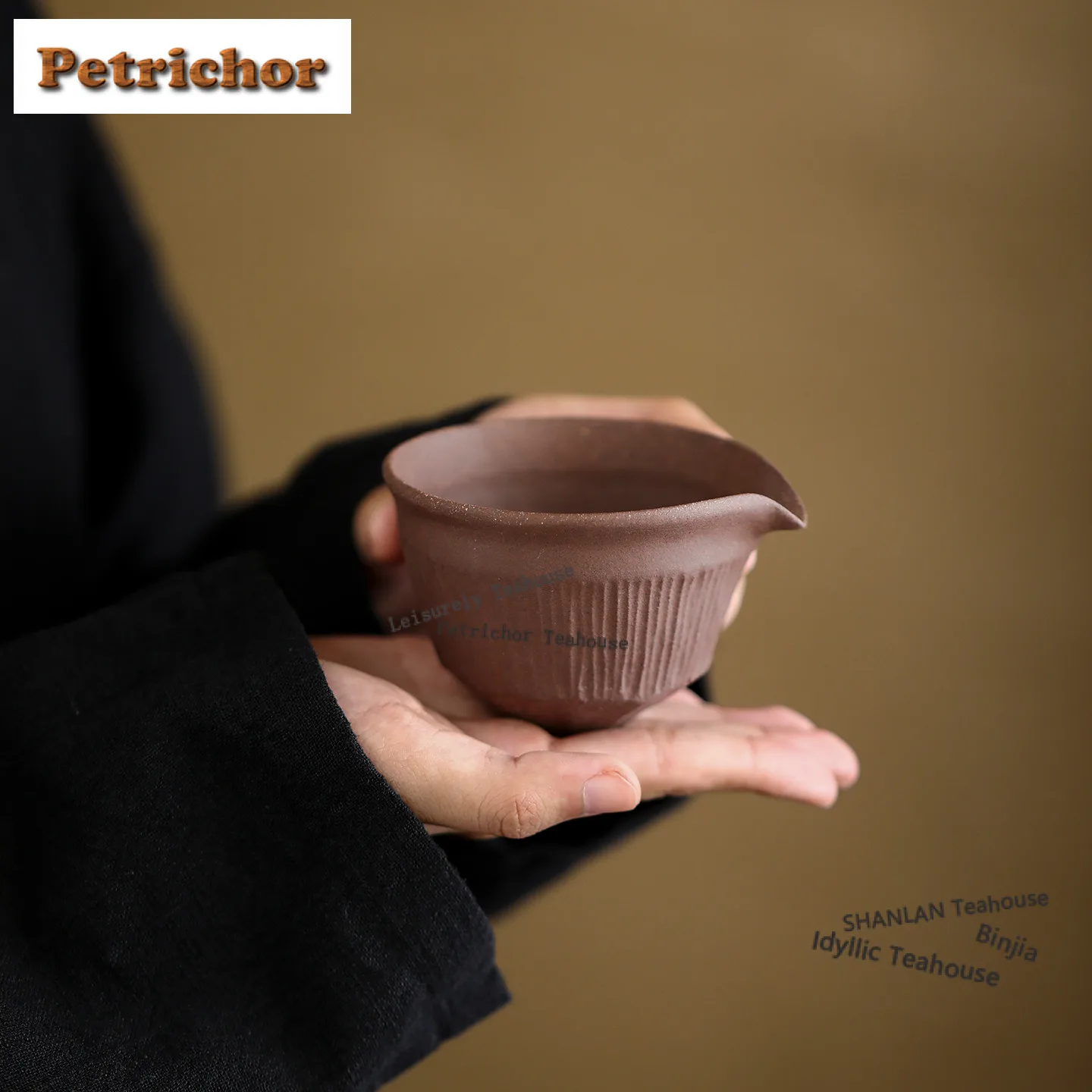 

120ml Purple Clay Straight Grain Tea Pitcher Pour Tea Serving Cup Cha Hai Dispenser Justice Cup Fair Mug Drinkware Supplies Gift