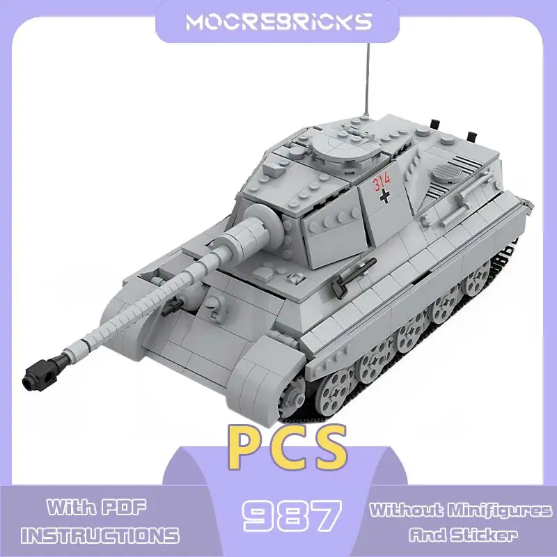 

MOC-68289 Tiger II Ausf B Heavy Tank Building Block Infantry Fighting Vehicle Mini Model Bricks Classic Toy Children's Xmas Gift