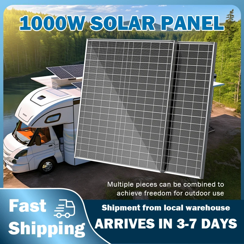 1000W500W Hocheffizientes 23% Konversions-Monokristallines Solarmodul-Set 12V PV-System mit Controller und Kabeln für Fahrzeugnutzung