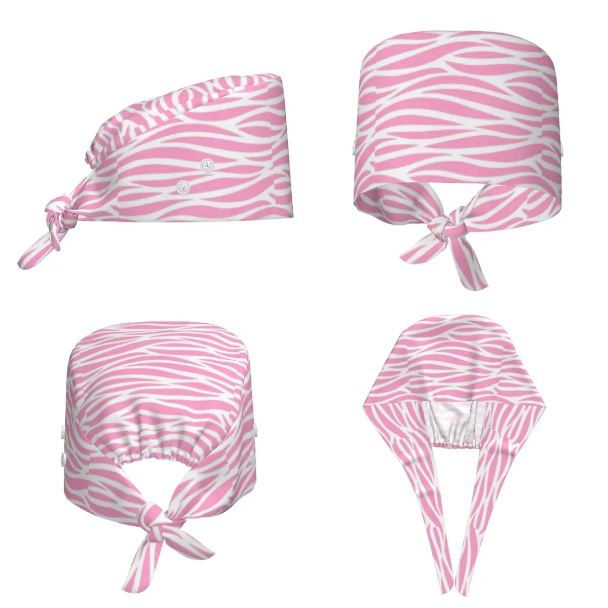 Zebra Pattern Pink Zebra Stripes Scrub Hat Doctor Working Surgical Cap Men Women Adjustable Nursing Caps for Dentist