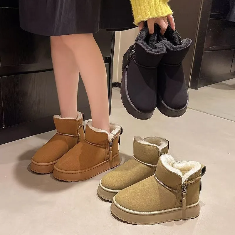2025 Winter Fur Warm Ankle Snow Boots Women's New Casual Real Designer Natural Wool Suede Short Plush Women's Shoes Botas Mujer