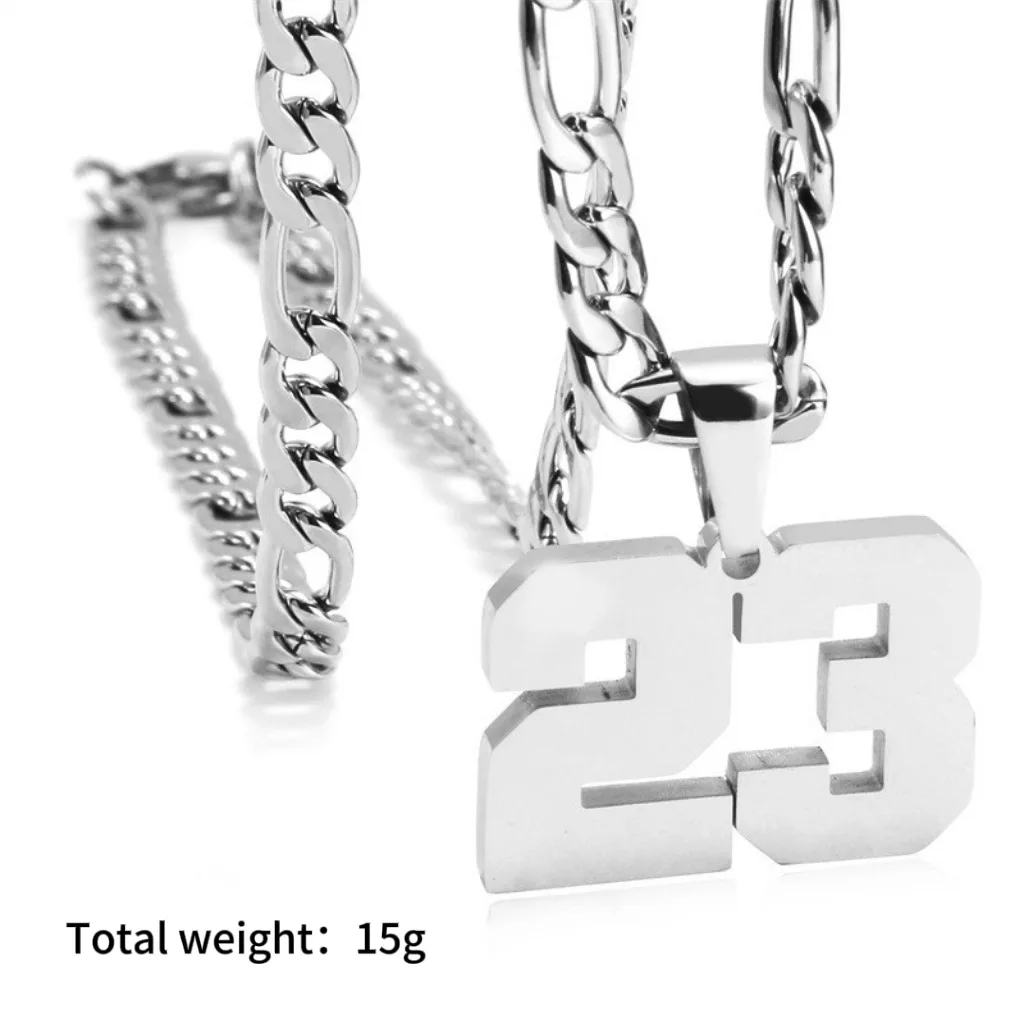 lateefah boys' necklace with engraved names, baseball and basketball players' numbers, children's gift 1 Hiphop waterproof custo