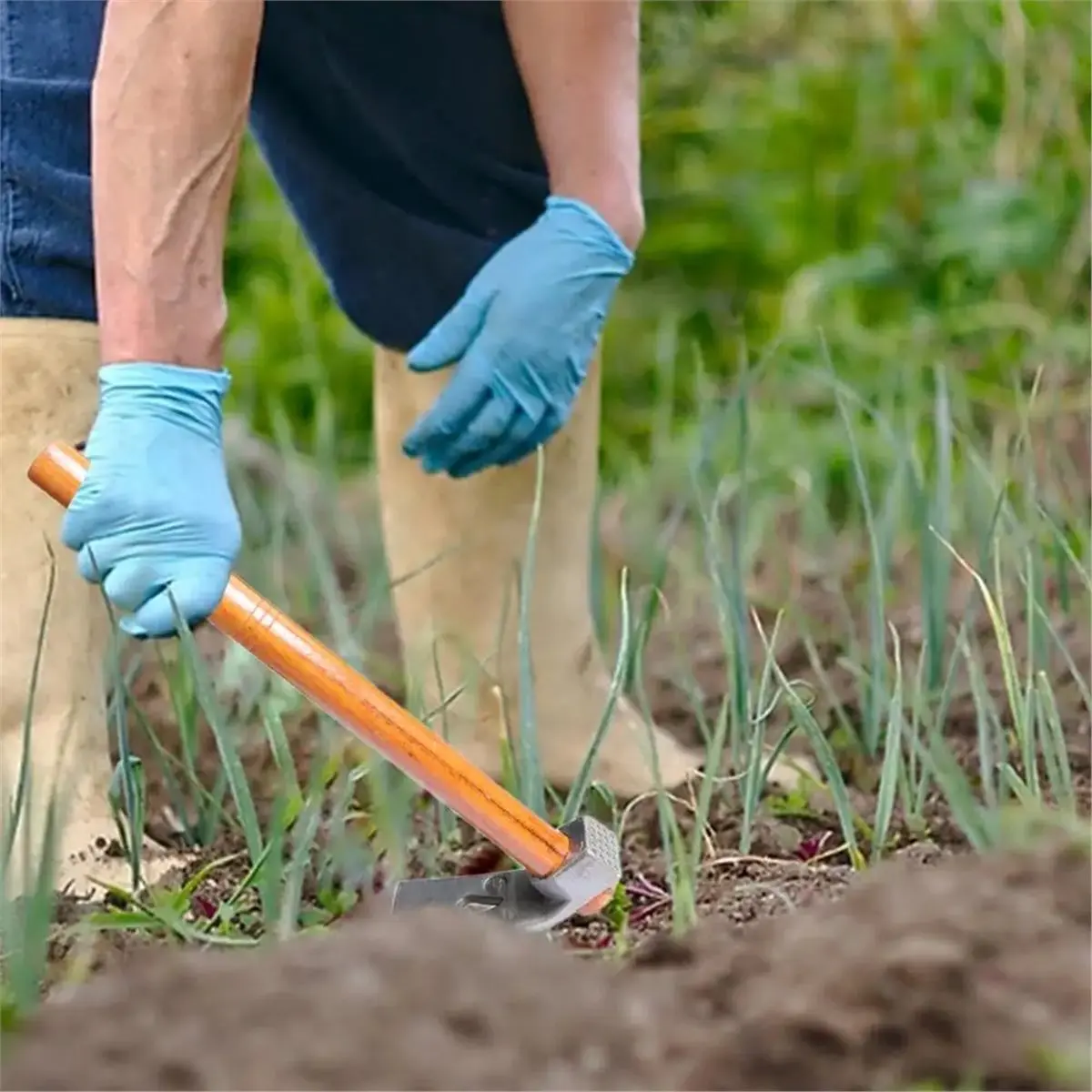 Multifunctional Gardening Hoe with Wooden Handle for Household and Agricultural Use