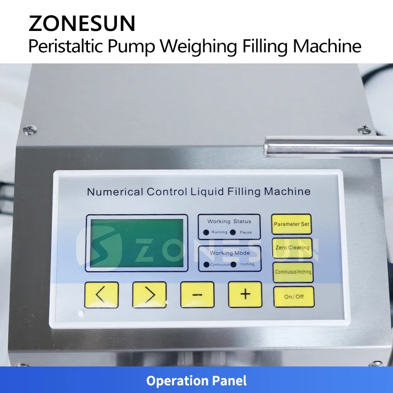 ZONESUN ZS-PP531W Digital Control Peristaltic Pump Liquid Weighing Filling Machine For Edible Olive Oil Juice Milk Coffee