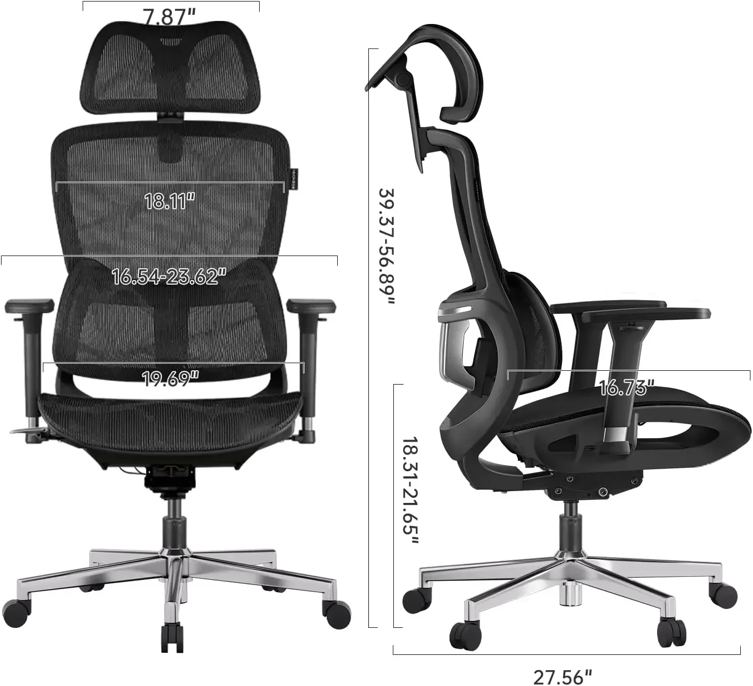 Hbada E2 Ergonomic Office Chair, Big and Tall Mesh Office Chair with 6-Way Dynamic Lumbar Support, 3D Adjustable Armrests, 3D Ad