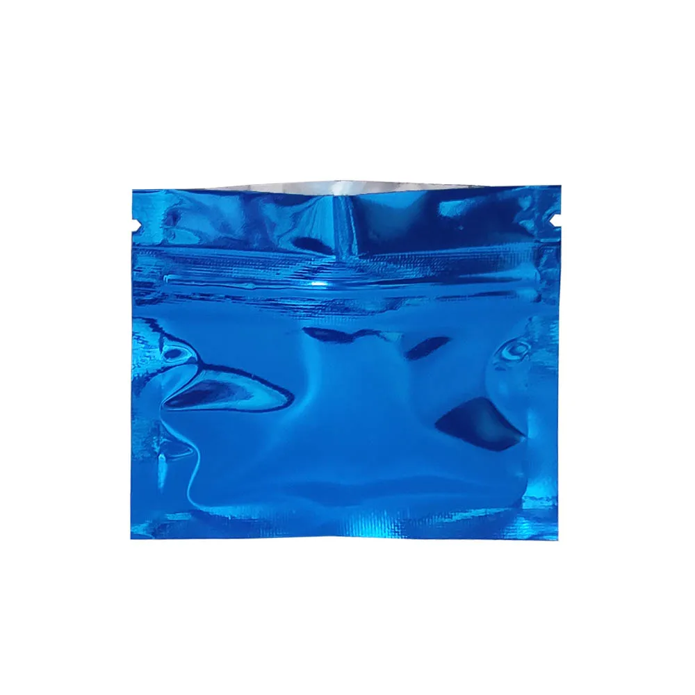 

Glossy Blue Colored Aluminum Foil Zip Lock Small Sachets Package Bags Food Powder Sample Packing Aluminized Zip Foil Pouch