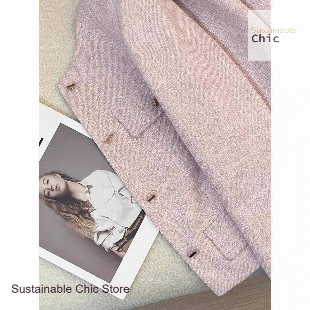 French style new pink ladies fragrance wind suit jacket women's spring and autumn fashion temperament senior Joker short coat.