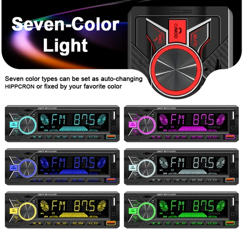 Imagen 2 del producto Reproductor estéreo de Radio para coche, reproductor MP3 Digital Bluetooth de 1Din, compatible con carga rápida, tarjeta FM estéreo TF, USB con entrada auxiliar en el tablero