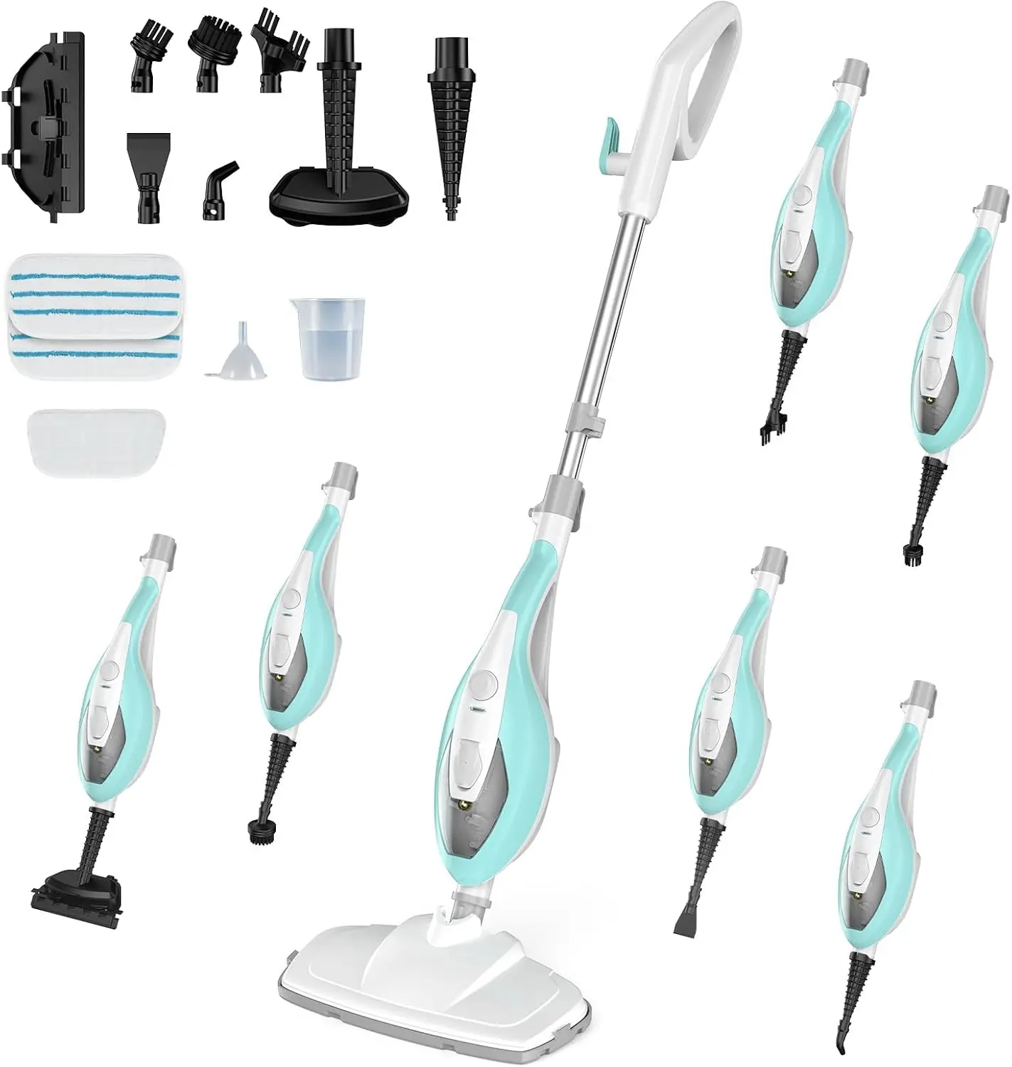 14-in-1 Steam Mop Cleaner with Detachable Handheld, 16.4 FT Cord for Floors, Carpets, Tile, Grout - Multi-Purpose Home Cleaning