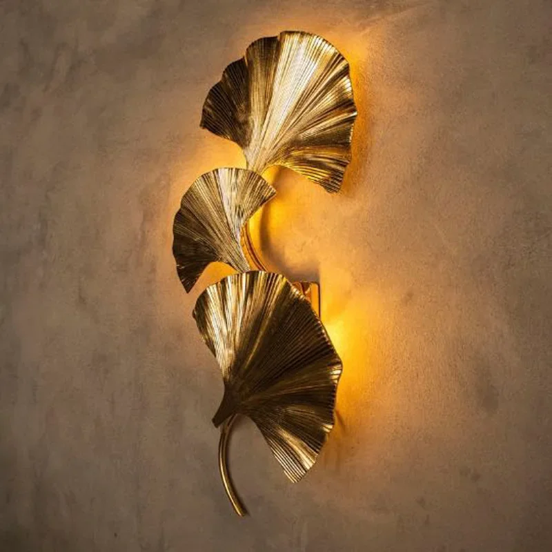 American light luxury creative ginkgo biloba designer wall lamp soft decoration design villa hotel model room living room wall l