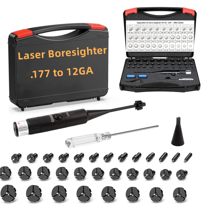Bore-sighter láser táctico 32 adaptadores – Calibres .177 a 12GA - imagen 4