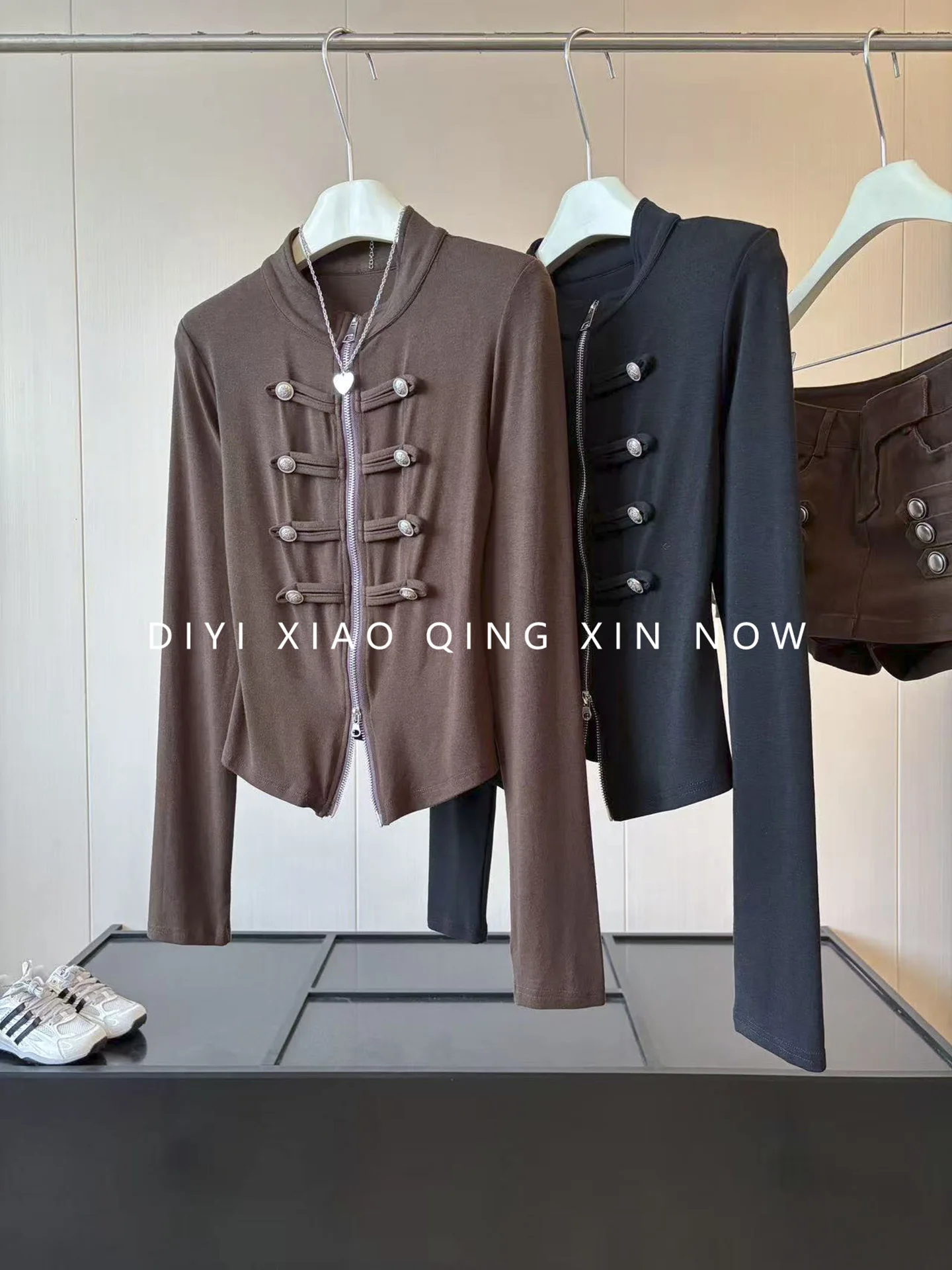 DIYI Commuter Style Long Sleeve Zipper Cardigan Outerwear Women Early Autumn Versatile Slimming Small Fragrance Style Top