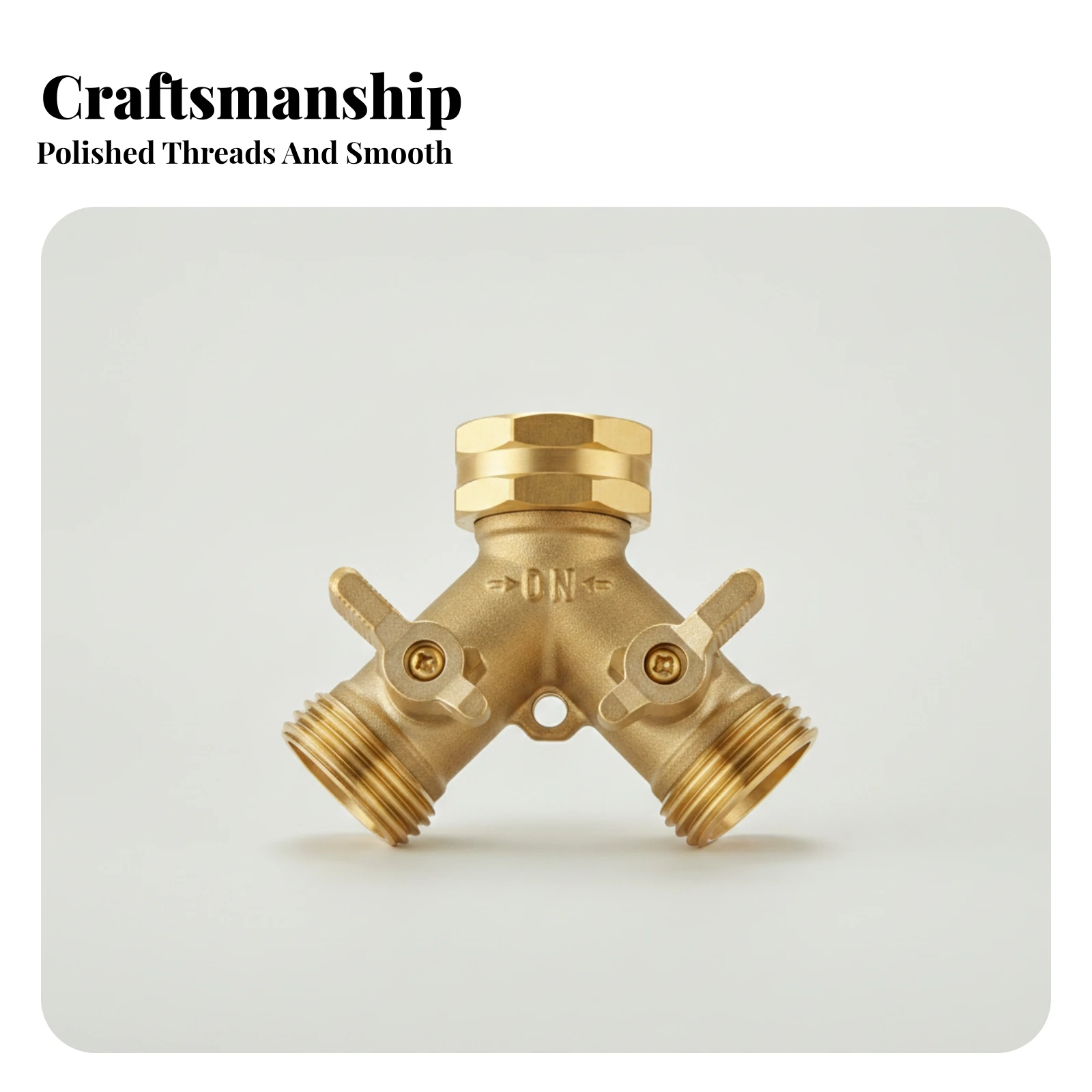 Dual Shut off Hose Splitter Rubber Sealing Rings Brass Hose Splitter Outdoor Tool Shutoff Valves Gold-Toned