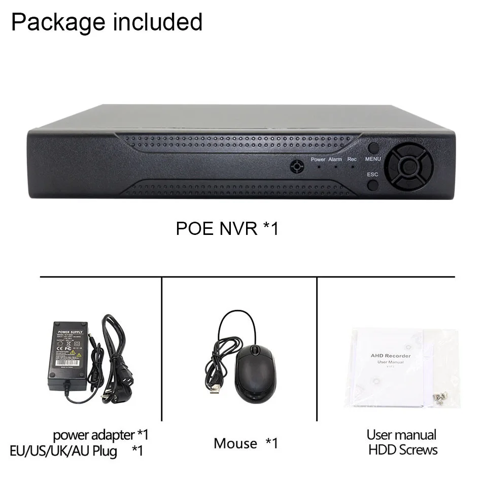 CCTV NVR POE 4CH 8 Channel Xmeye Network Video Recorder Support Onvif P2P For 4K 8MP 5MP 1080P 720P Surveillance POE IP Camera