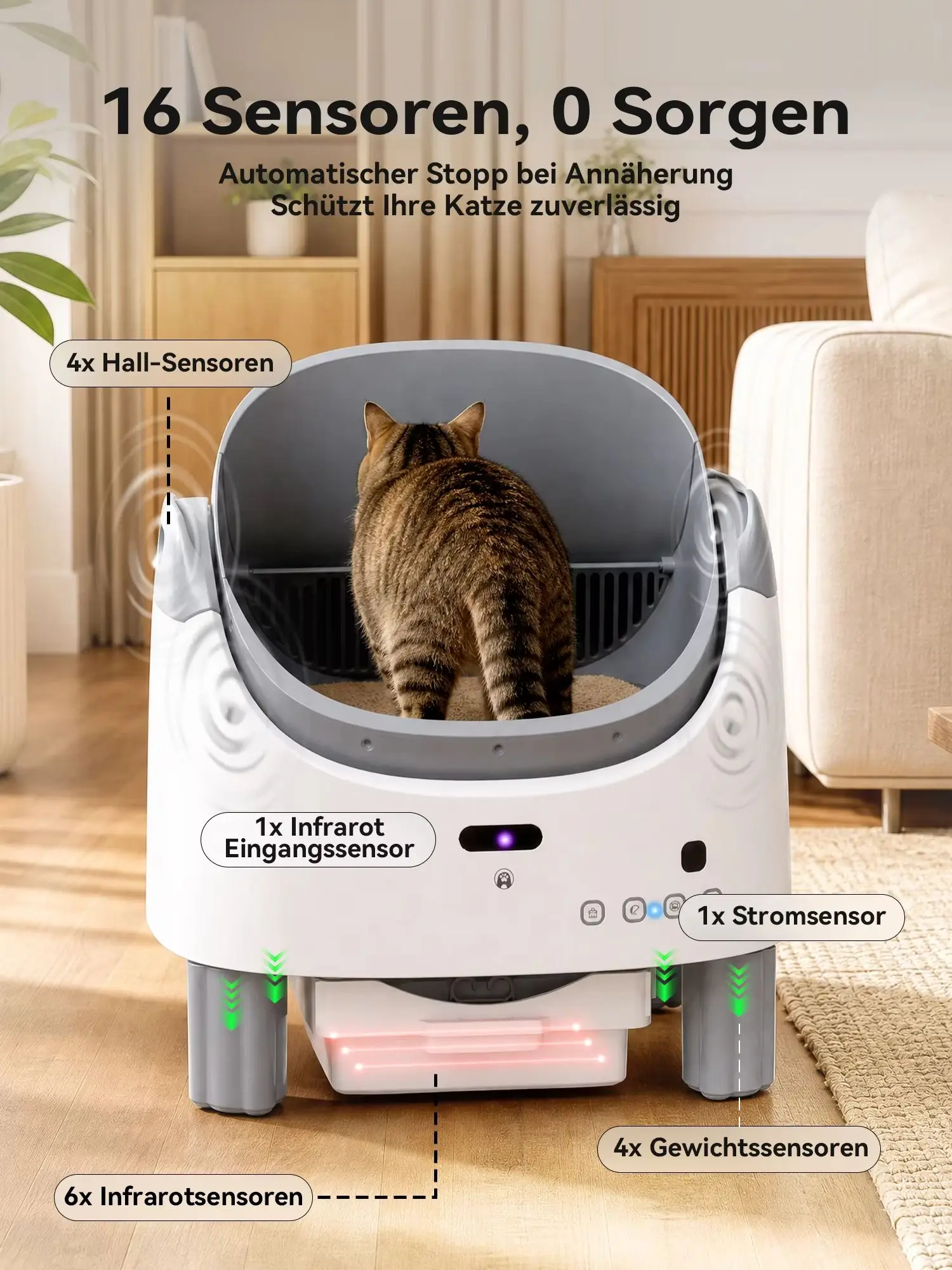 Amicura X1 Max Große Geräuscharme Geruchsbeseitigende App-gesteuerte Intelligente Elektrische Selbstreinigende Smarte Automatische Katzentoilette