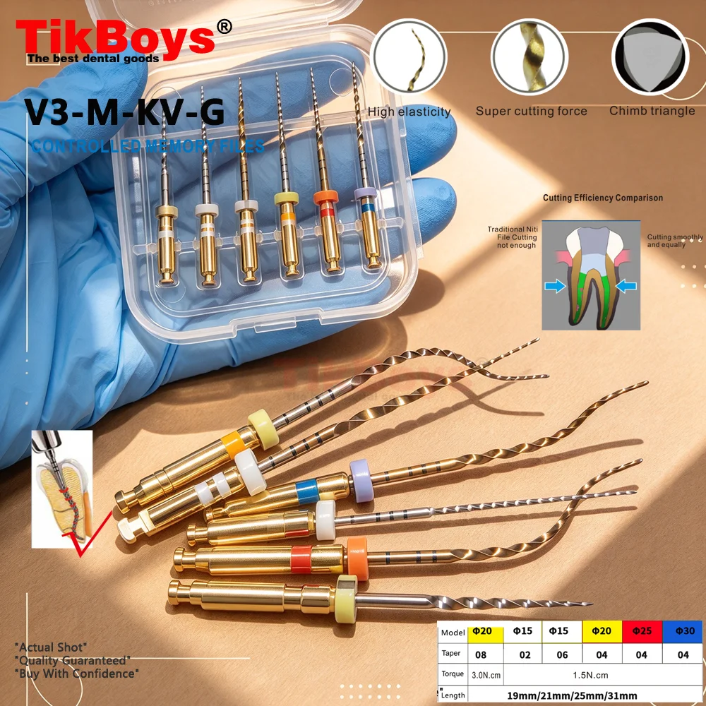 6pcs/Pack Dental Root Canal File Heat-Activated Rotary Files Endodontic Dental Endo Files Rotary NITI Files X-Pro Gold Taper