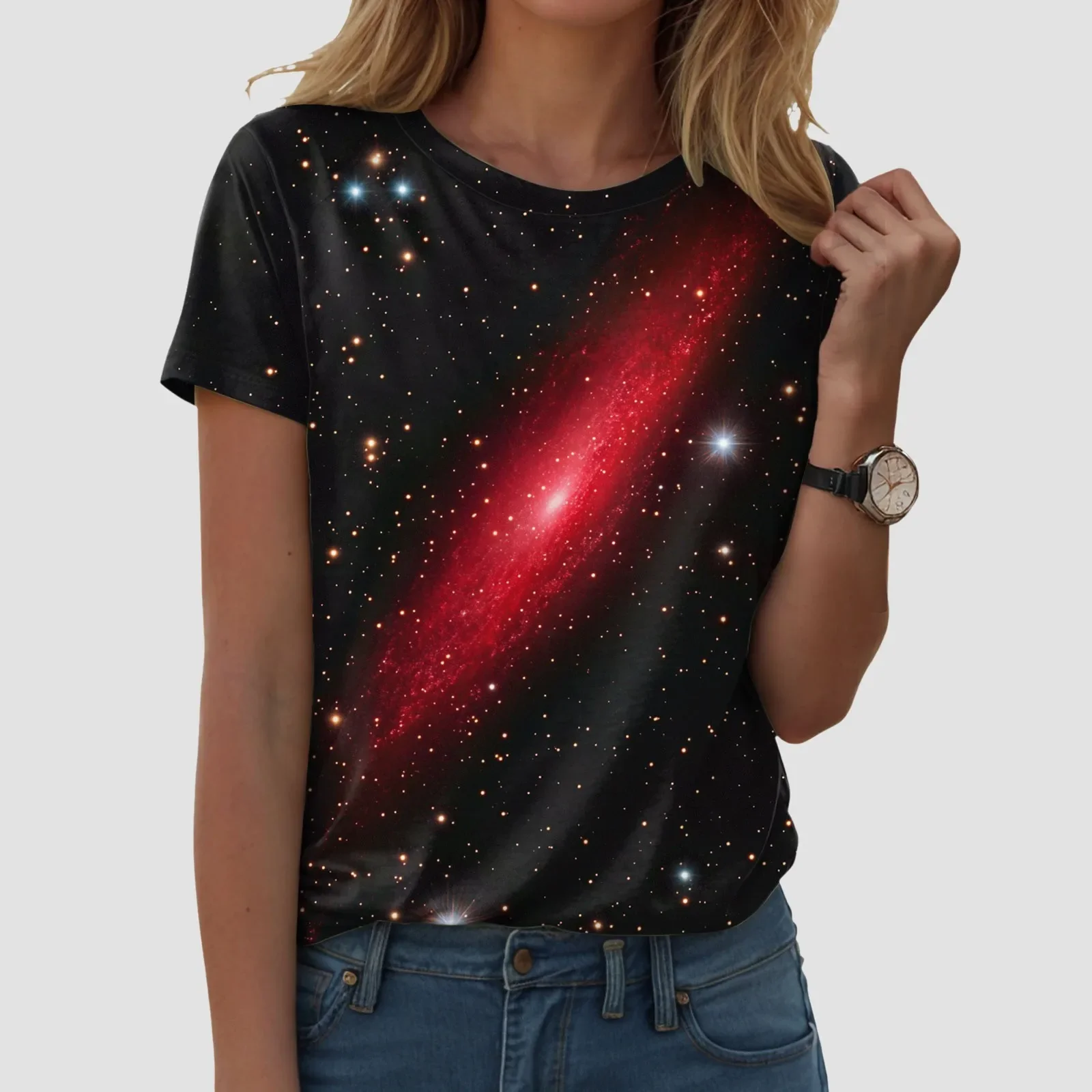New Starry Sky T-Shirts Galaxy 3D Print Women's Casual O-Neck Short Sleeve T Shirt Street Y2k Harajuku Tees Tops Female Clothing