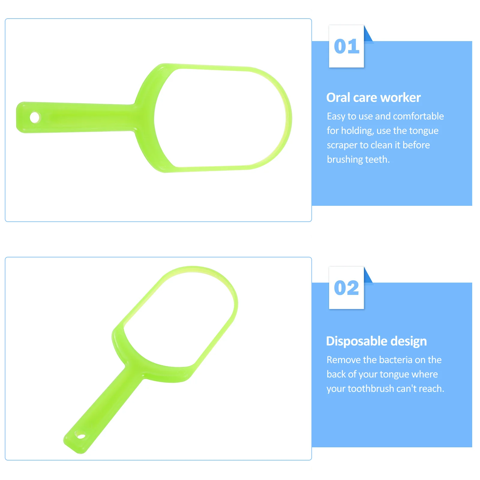 

10pcs Plastic Scraper Disposable Tongue Cleaner For Oral Care Lightweight Compact Bad Breath Remover Tongue Coating Cleaning