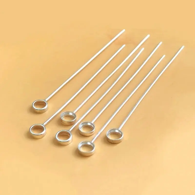 3.0mm Bezel Headpin 925 Sterling Silver Eye Pins Headpins Undone Silver Pins for Jewelry Making Silver Needles,Wire Thick 0.5mm