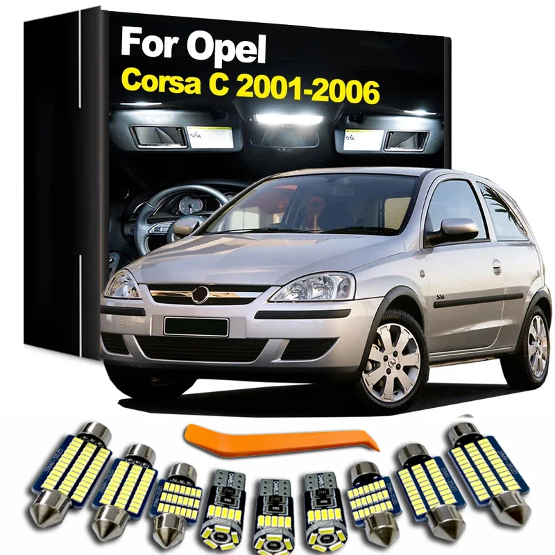 8Pcs LED Interior Dome Map Reading Light Kit For Opel Vauxhall Corsa C 2001 2002 2003 2004 2005 2006 Boot Glove box Lamp