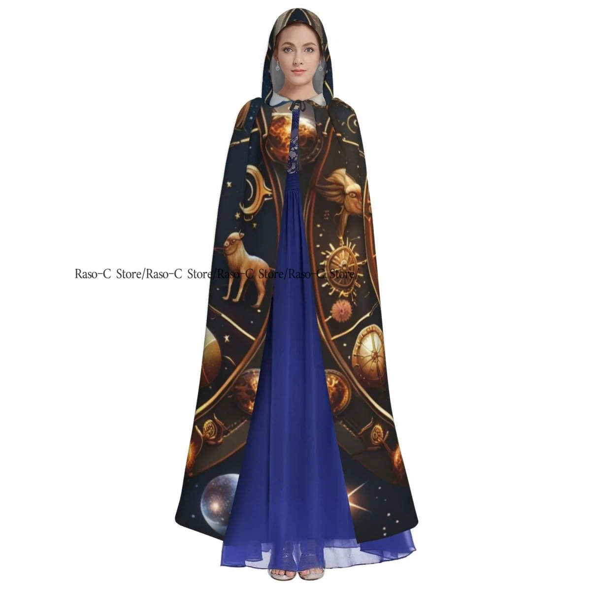 Hooded Cloak Unisex Cloak with Hood Galaxy Twelve Zodiac Signs In A Circle Cloak Vampire Witch Cape Cosplay Costume