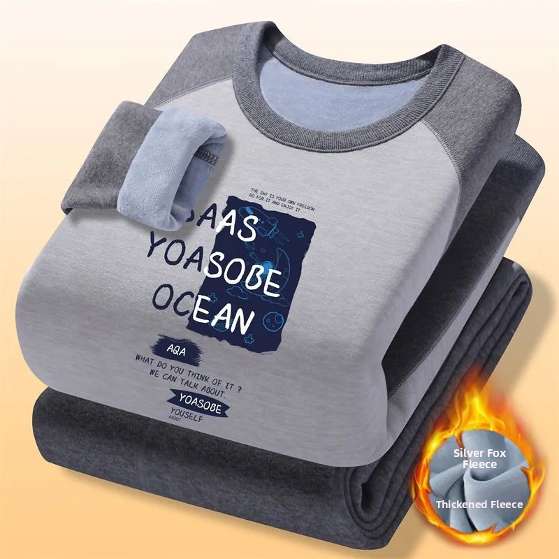 

Мужской зимний утепленный комплект термобелья для подростков и студентов: кальсоны и футболка (базовый слой)