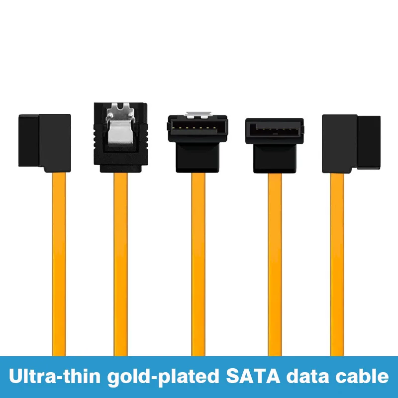 Gold-Plated Ultra-Thin Soft Sata3.0 Data Cable Elbow/Left/Right sata 7pin High-Speed Computer Double Head Hard Disk Cable 30cm