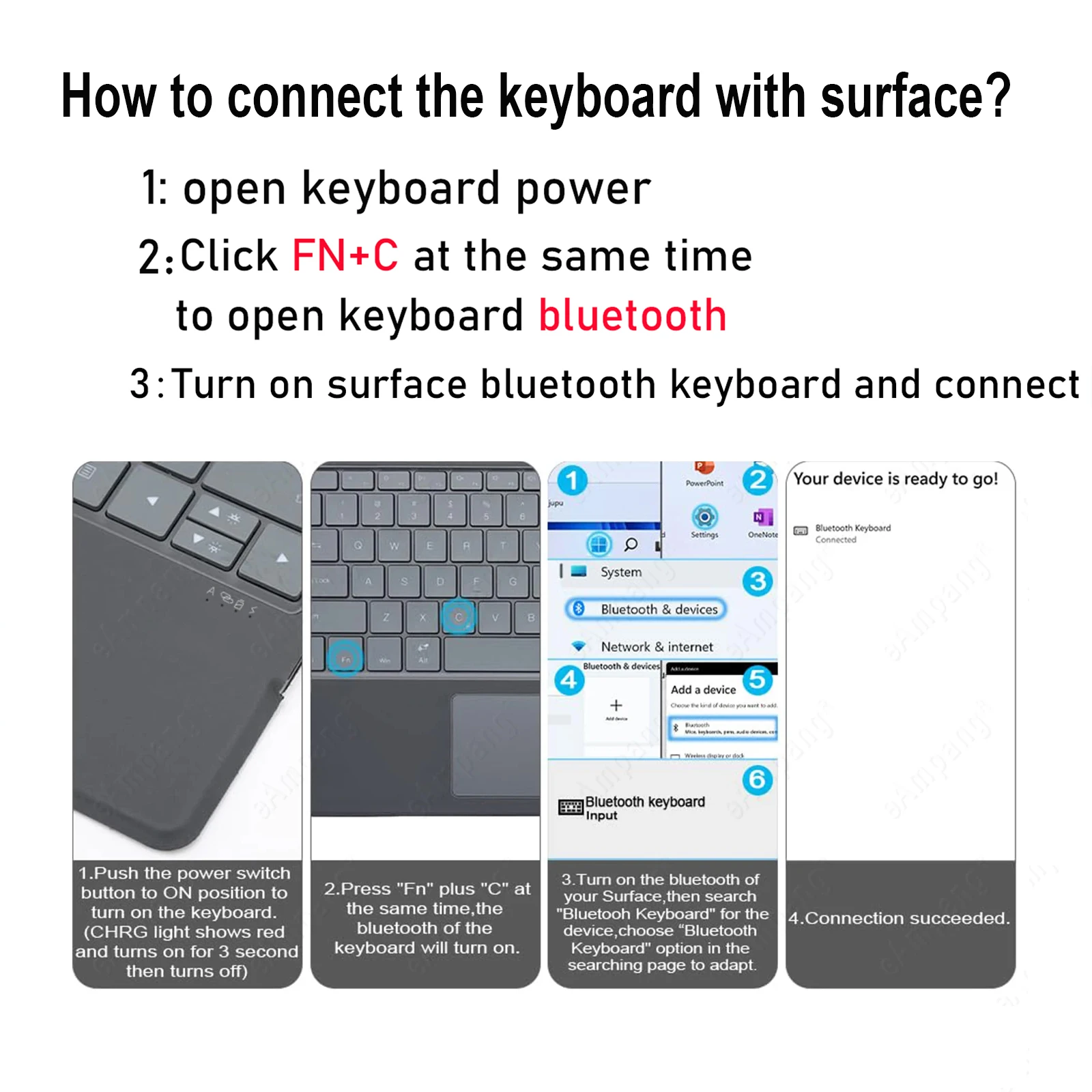 Trackpad-toetsenbord voor Microsoft Surface Pro 3 4 5 6 7 8 9 X Backlit Russisch Spaans Arabisch Portugees Frans Hebreeuws toetsenbord