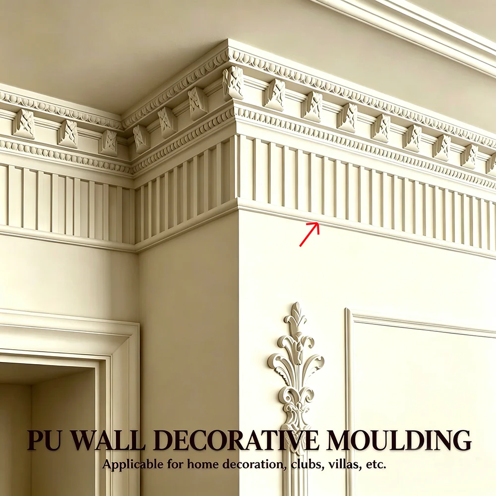 6 Pcs PU Cornice Molding Faux Gypsum Ceiling Border Trim Light‑Weight Polyurethane Ceiling Corner Moulding