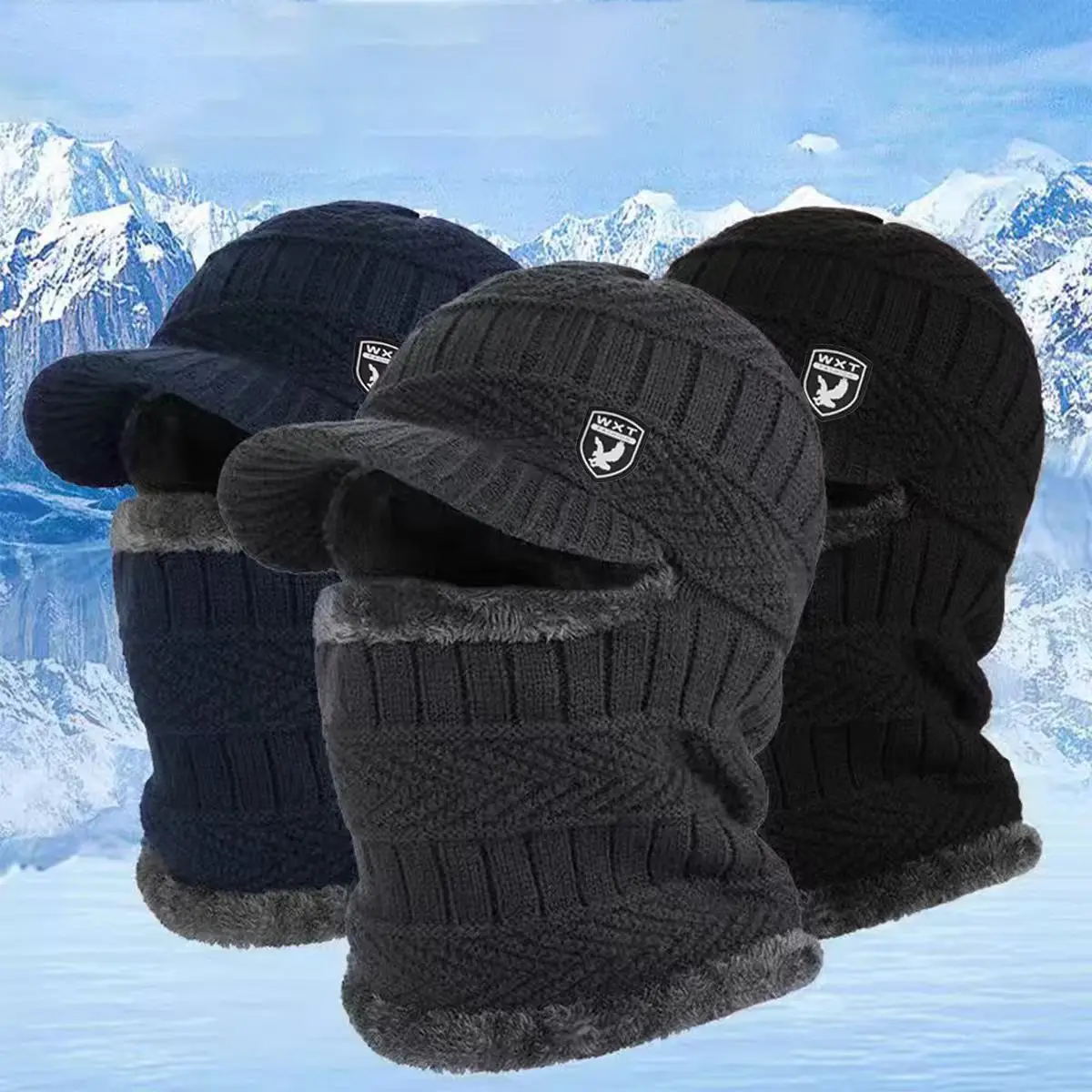 1 piece of men's and women's windproof woolen hat, thickened outdoor cycling cold hat, Balaclava hat, one-piece hat