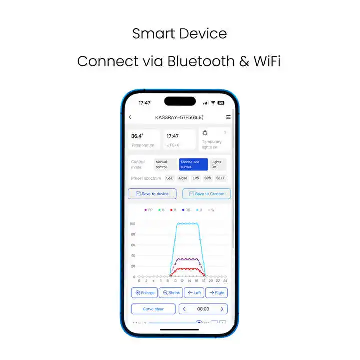2026-KASSRAY مصباح حوض السمك LED الأصلي من الألومنيوم، باستخدام مصابيح CREE، يدعم بلوتوث وواي فاي.