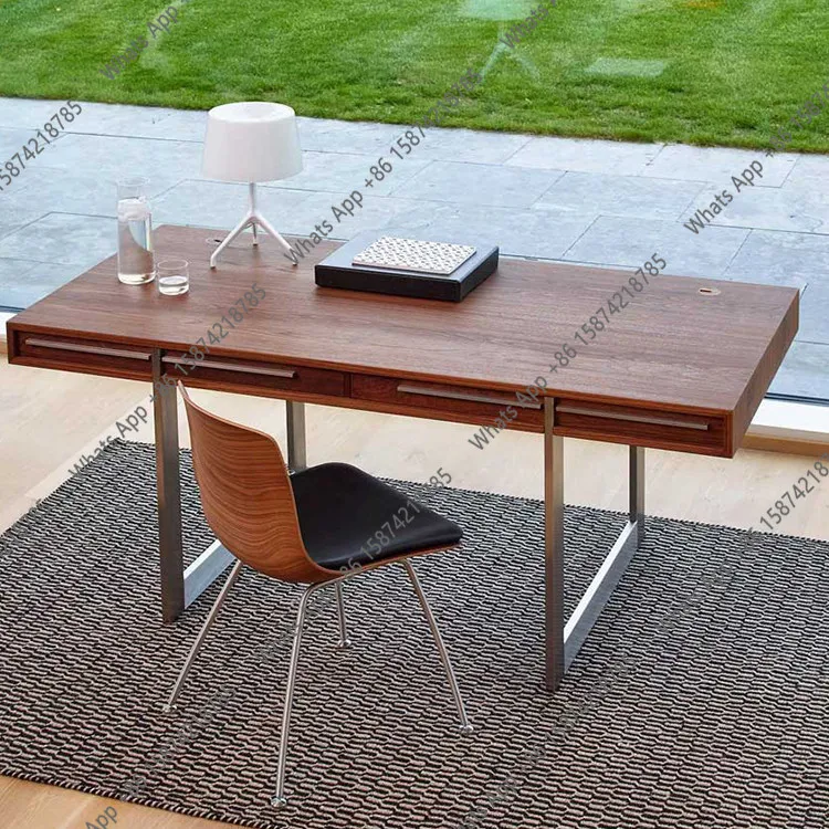 Italian minimalist desk black walnut bedroom simple modern study solid wood simple desk home customization