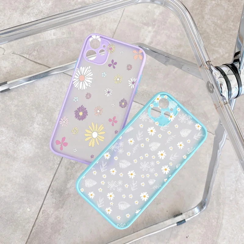 Daisy Flowers Phone Case for iphone 7 8 Plus For iphone X XR XS MAX 16 15 14 11 12 13 Pro Max Floral Shockproof Cover Fundas