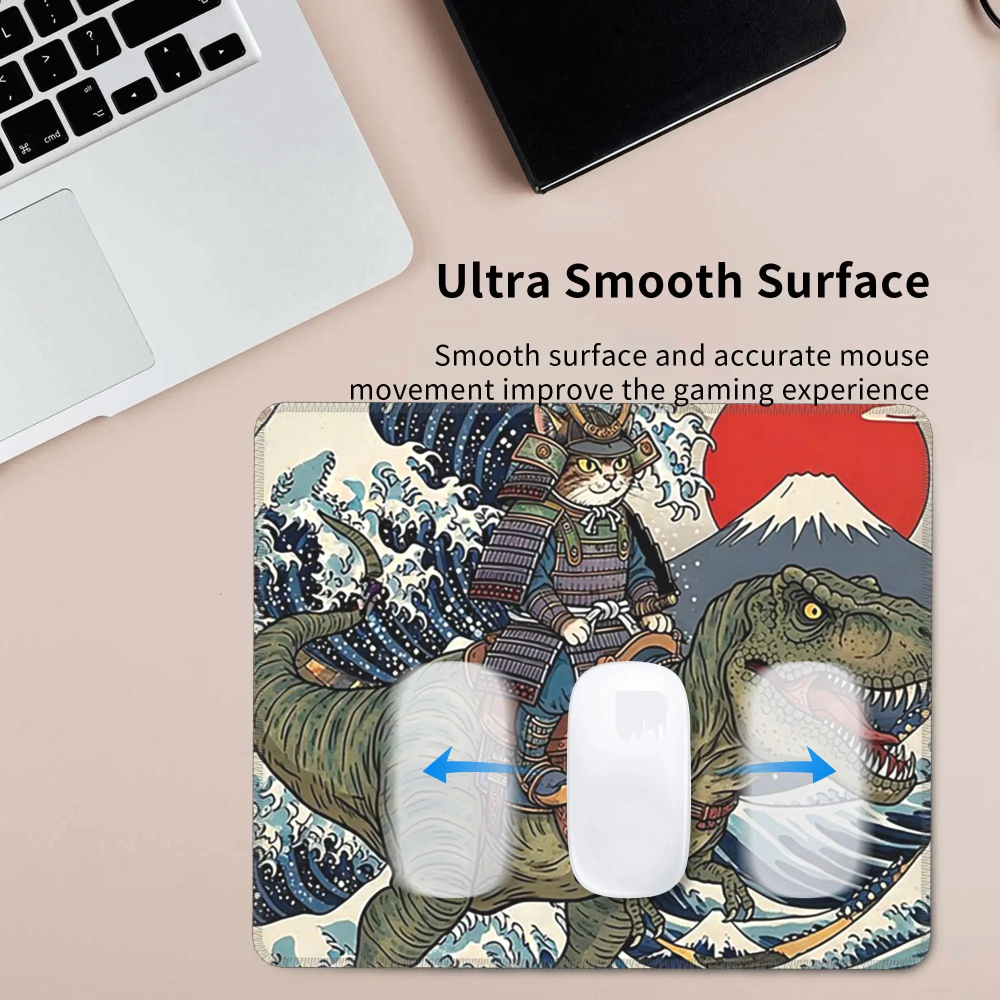 Samurai Cat Riding A Dinosaur Mouse Pad Computer Keyboard Mouse Mat Gamer PC Laptop Desk Mat Office Table Mats