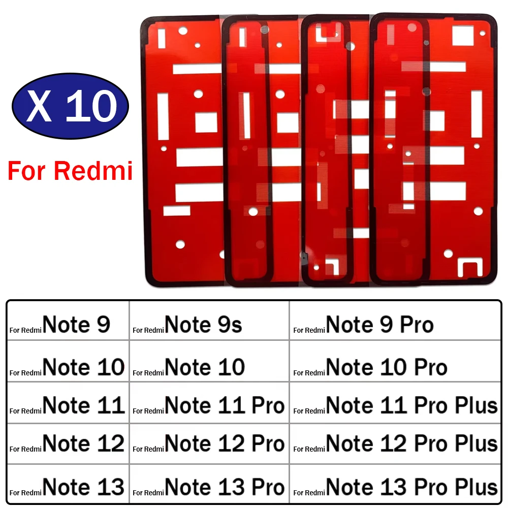 

10 шт., клейкая наклейка, задняя крышка батарейного отсека, клейкая лента для Xiaomi Redmi Note 9 9s 10 10s 11 11s 12 13 Pro Plus 4G 5G